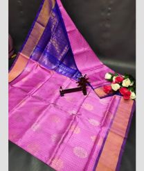 pink and silver colour uppada pattu sarees with All over Buttas design
