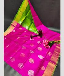 magenta red and green colour uppada pattu sarees with All over Buttas design