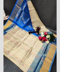 cream and silver colour uppada pattu sarees with All over Buttas design