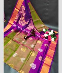 light brown and brown colour uppada pattu sarees with All over Buttas design