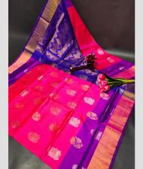 magenta red colour uppada pattu sarees with All over Buttas design