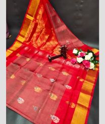 brown colour uppada pattu sarees with All over Buttas design