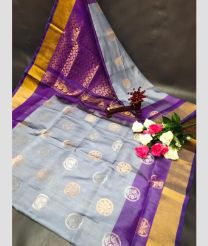 light blue and brown colour uppada pattu sarees with All over Buttas design