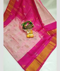 pink colour uppada pattu sarees with All over Buttas design