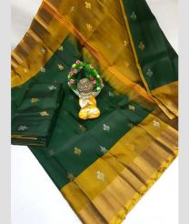 dark green and olive colour uppada pattu sarees with All over Buttas design