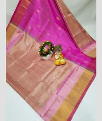 pink and coral colour uppada pattu sarees with All over Buttas design