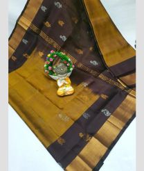 olive and charcoal colour uppada pattu sarees with All over Buttas design