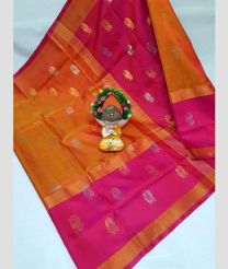 brown and magenta  red colour uppada pattu sarees with All over Buttas design