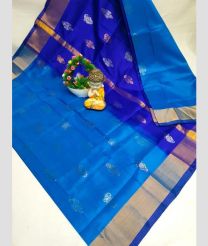 cyan and blue colour uppada pattu sarees with All over Buttas design