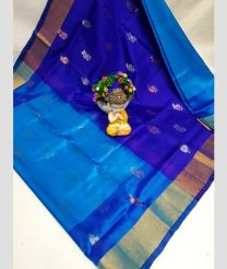 cyan blue and blue colour uppada pattu sarees with All over Buttas design