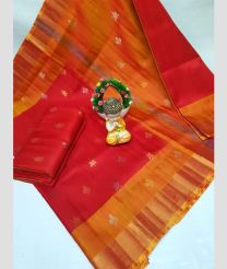 brown and magenta red colour uppada pattu sarees with All over Buttas design