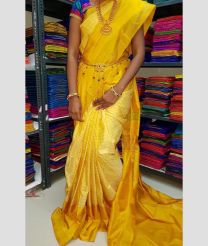 yellow colour uppada pattu sarees with All over design