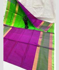 purple and green colour uppada pattu sarees with All over design