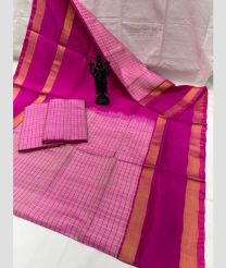 pink and purple colour uppada pattu sarees with All over design
