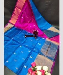cyan and magenta colour uppada pattu sarees with All over Nakshtra Buttas design