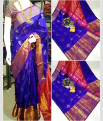 navy blue colour uppada pattu sarees with Kanchi Border design