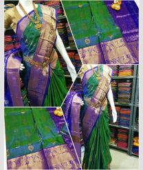green colour uppada pattu sarees with Kanchi Border design