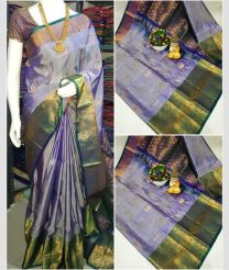 light blue colour uppada pattu sarees with Kanchi Border design