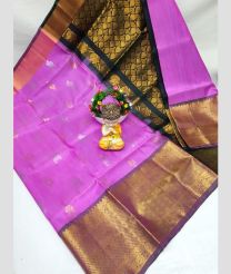 pink colour uppada pattu sarees with Kanchi Border design
