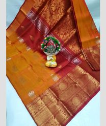 brown colour uppada pattu sarees with Kanchi Border design