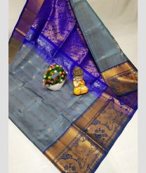 gray colour uppada pattu sarees with Kanchi Border design