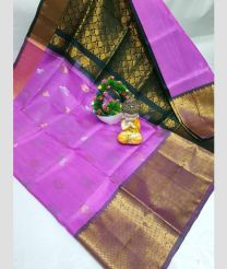 brown and pink colour uppada pattu sarees with Kanchi Border design