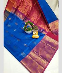 blue and brown colour uppada pattu sarees with Kanchi Border design