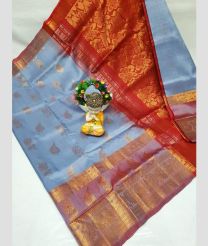 sky blue and brown colour uppada pattu sarees with Kanchi Border design