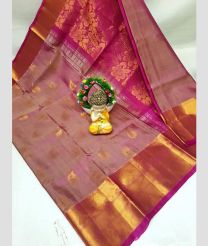 brown and gray colour uppada pattu sarees with Kanchi Border design
