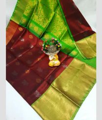 green and maroon colour uppada pattu sarees with Kanchi Border design