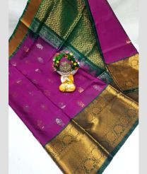 purple and brown colour uppada pattu sarees with Kanchi Border design