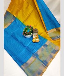 olive and cyan blue colour uppada pattu sarees with All over Checks design