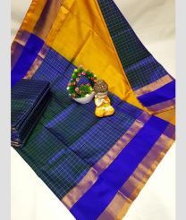 yellow and green colour uppada pattu sarees with All over Checks design