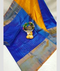 blue colour uppada pattu sarees with All over Checks design