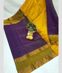 yellow and purple colour uppada pattu sarees with All over Checks design