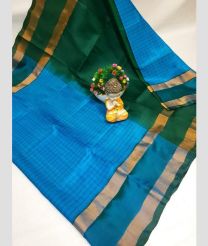 green and cyan blue colour uppada pattu sarees with All over Checks design