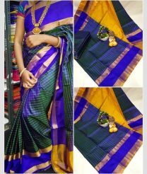 blue and yellow colour uppada pattu sarees with All over Checks design