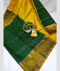 green and olive colour uppada pattu sarees with All over Checks design