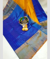 blue and olive green colour uppada pattu sarees with All over Checks design