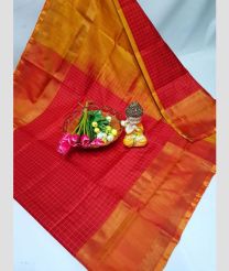 magenta red colour uppada pattu sarees with All over Checks design