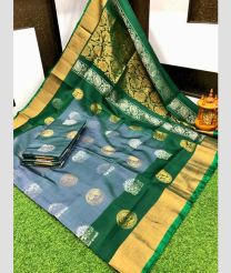 light blue and brown colour uppada pattu sarees with All over Buttas design