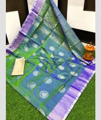 light blue and green colour uppada pattu sarees with All over Buttas design