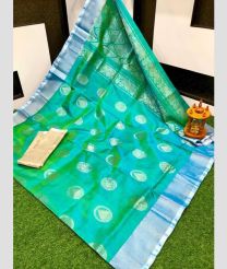 cyan blue colour uppada pattu sarees with All over Buttas design