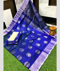 navy blue and silver colour uppada pattu sarees with All over Buttas design