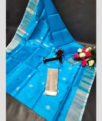 cyan blue colour uppada pattu sarees with All over Dollar Buttas design