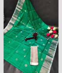 dark green colour uppada pattu sarees with All over Dollar Buttas design
