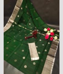 green colour uppada pattu sarees with All over Dollar Buttas design