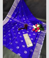 navy blue colour uppada pattu sarees with All over Dollar Buttas design