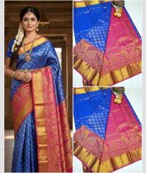 blue and magenta colour uppada pattu sarees with Kanchi Border design