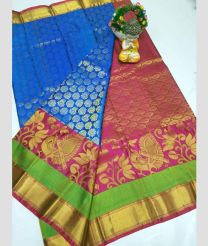blue and brown colour uppada pattu sarees with Kanchi Border design
